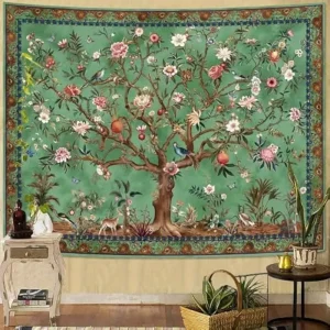 Bohemian Floral Life Tree Tapestry